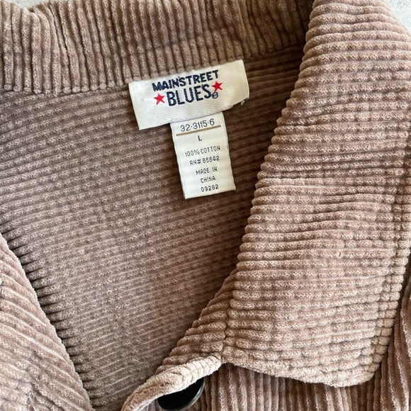 Vintage Main Street Blues Tan Wide Wale Corduroy Oversized Button Down Shirt - Picture 4 of 6